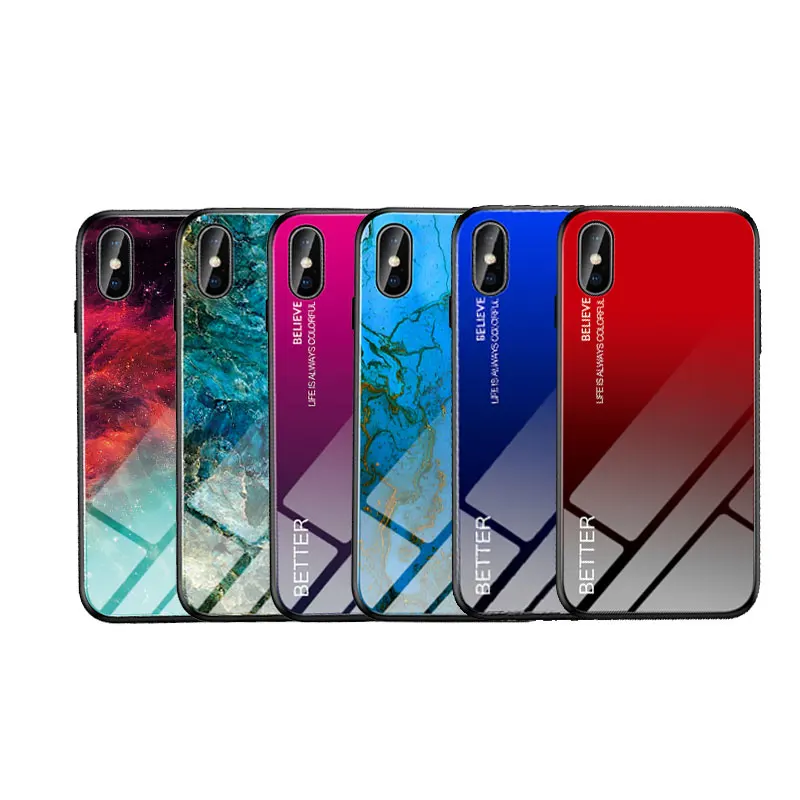 

Glossy Silicone Phone Case For iphone 6 6s 6s Plus 7 7 Plus Gradient glass Cover Anti-fall Protection for iphone 6 7 Plus Case