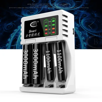 

4 Slots LED Power Display USB Smart Charger For AA AAA 5 Or 7 Number Battery Intelligent Quick Fast Charge Black