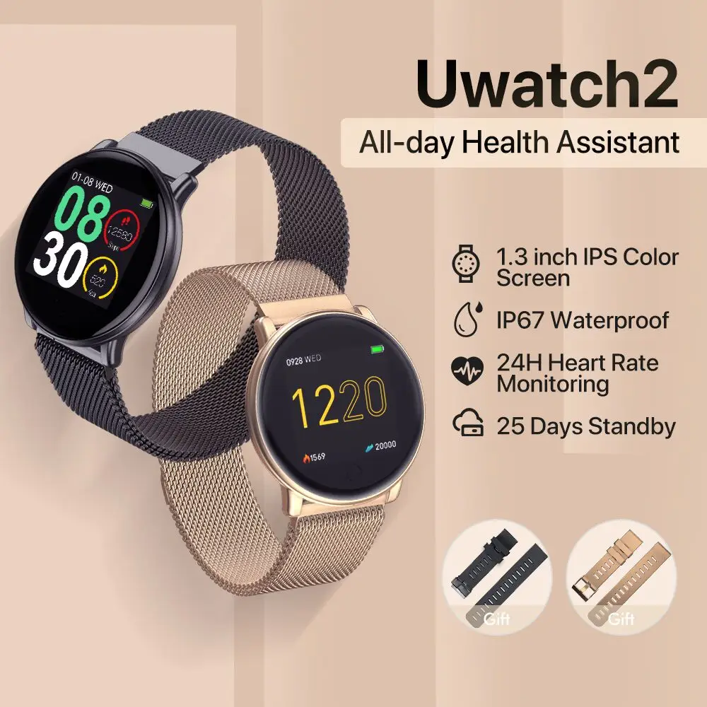 

Business Uwatch2 Smart Watch For Andriod,IOS 1.33' Full Touch Screen IP67 25 days Standby 7 Sport Modes Full Metal Unibody Gift