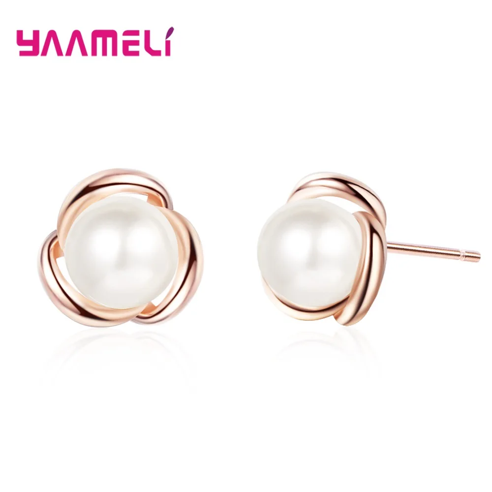 

High Quality Real 925 Sterling Silver Floral Stud Earrings Flower Freshwater Pearl Jewelry Temperament Women Birthday Gift