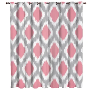 

Grey And Pinl Geometry Diamond Window Treatments Curtains Valance Window Curtains Dark Living Room Blackout Kitchen Bedroom