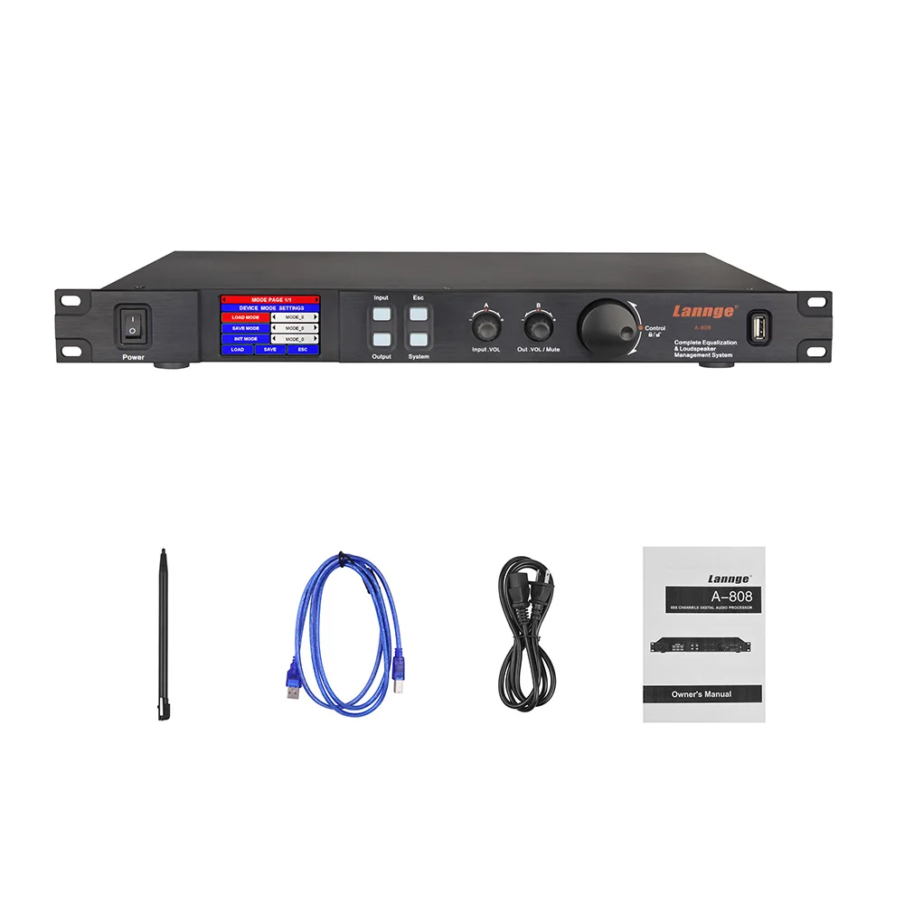 Lannge A 808 8 IN & OUT цифровой аудиопроцессор ЖК сенсорный экран 32 бит DSP с USB RS232