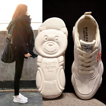 

Ins net red bear shoes women 2019 new spring old shoes women thick sole casual shoes women