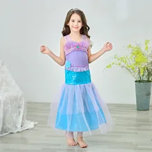 Платье маленькой принцессы Ариэль маскарадный костюм детское нарядное зеленое платье для девочек зеленая юбка-пачка в стиле Русалочки, платья на Хэллоуин