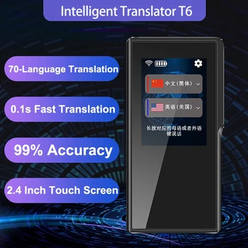 

T6 Intelligent Translation Machine 70 Language Translation WIFI / Hotspot 7 Days Standby Portable Smart Voice Translator