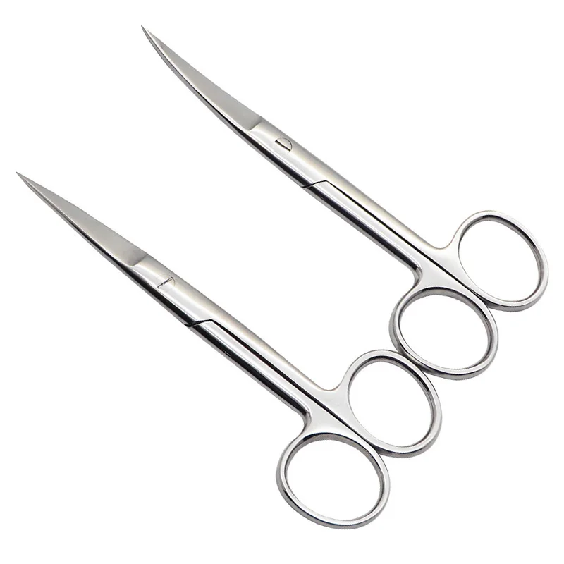 Tesoura de Aço Curvada em Linha Inoxidável Tesoura Cirúrgica Reta Apontou Olho Oftálmico Dupla Pálpebra 10mm Pontos 2 Instrumentos p/ pálpebra