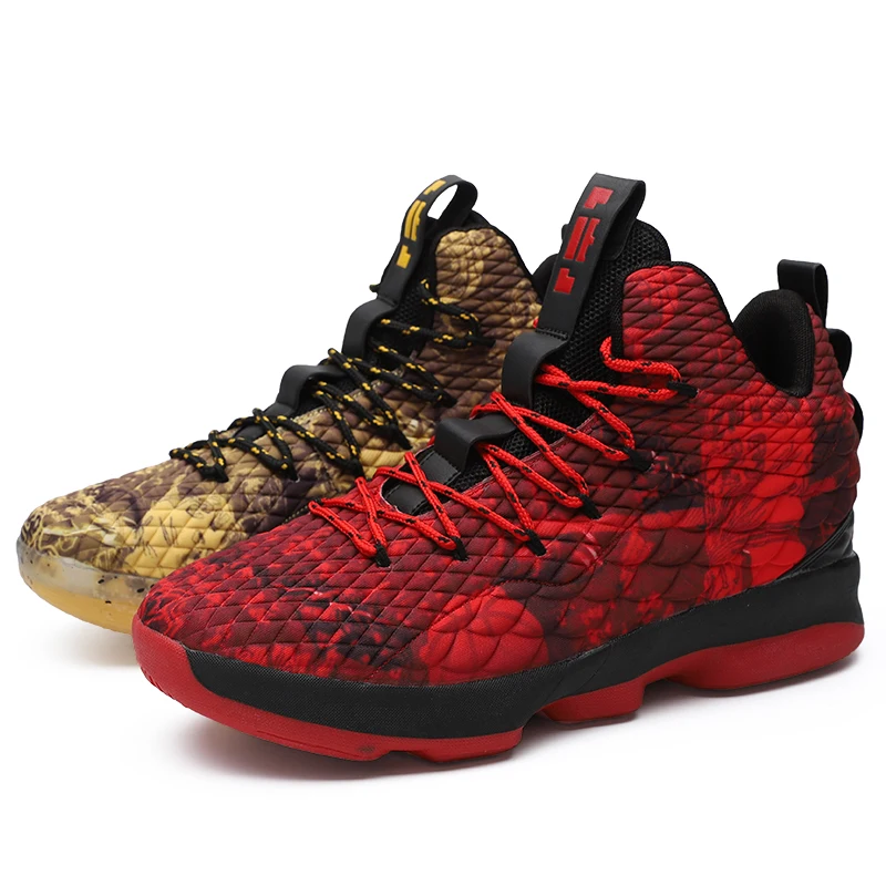 Новые профессиональные мужские дышащие баскетбольные кроссовки амортизирующие кроссовки Lebron James обувь баскетбольные ботинки женские Сникеры для двоих Размер 3645 - Цвет: Yellow Red