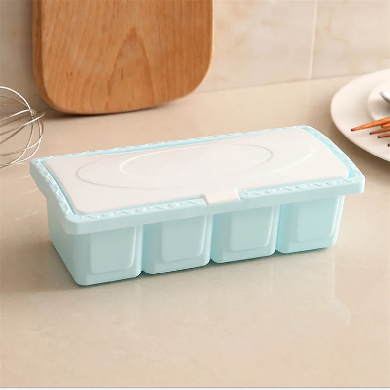 

4 Spice Seasoning Bottle Jar Condiment Storage Box Food Container Home Food Storage Box Kitchen Organizer Solid Bottle Box