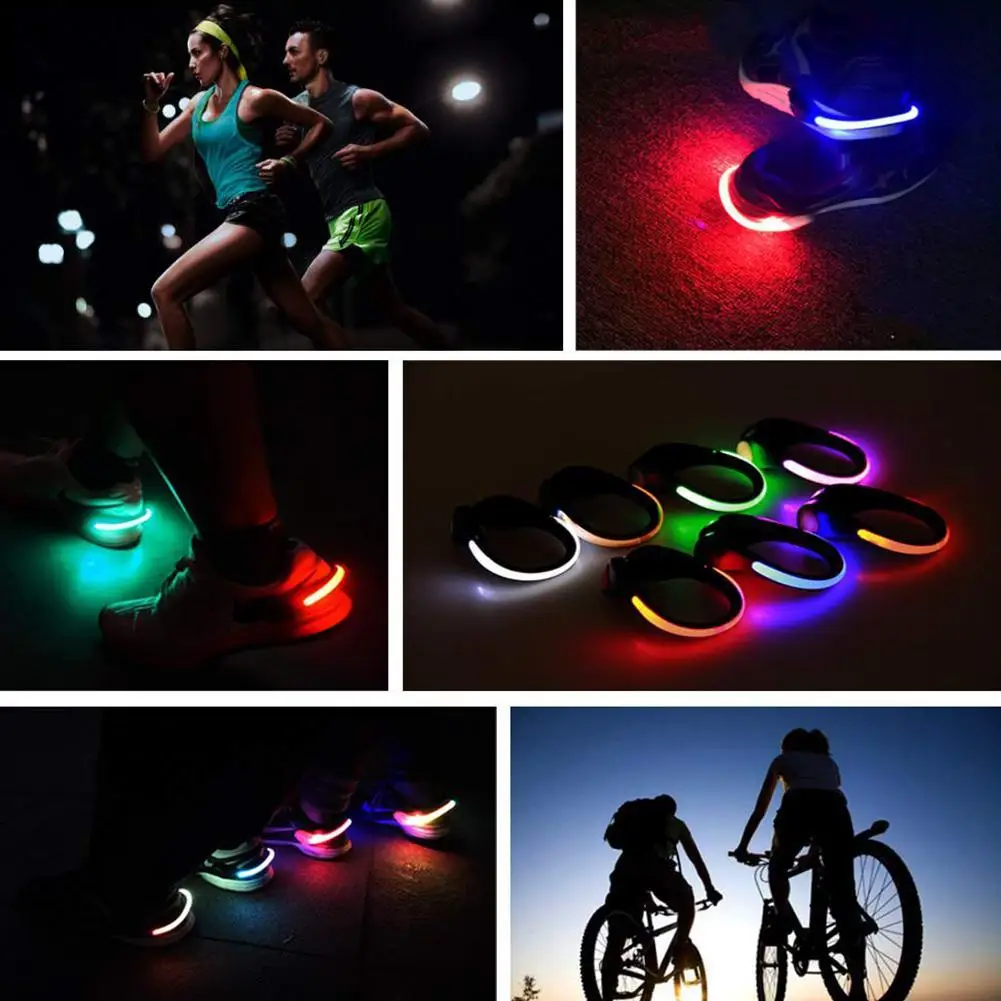 LED Light Shoe Clip Safety Warning Night Light For Night Running Cycling Bike Cool Outdoor LED Luminous Shoes Clips