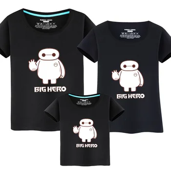 

Dad Mom and Me T-shirt Family Matching Outfits Parent-Child Clothing Summer Cartoon Baymax Kid's T-shirt Casual Family Tees
