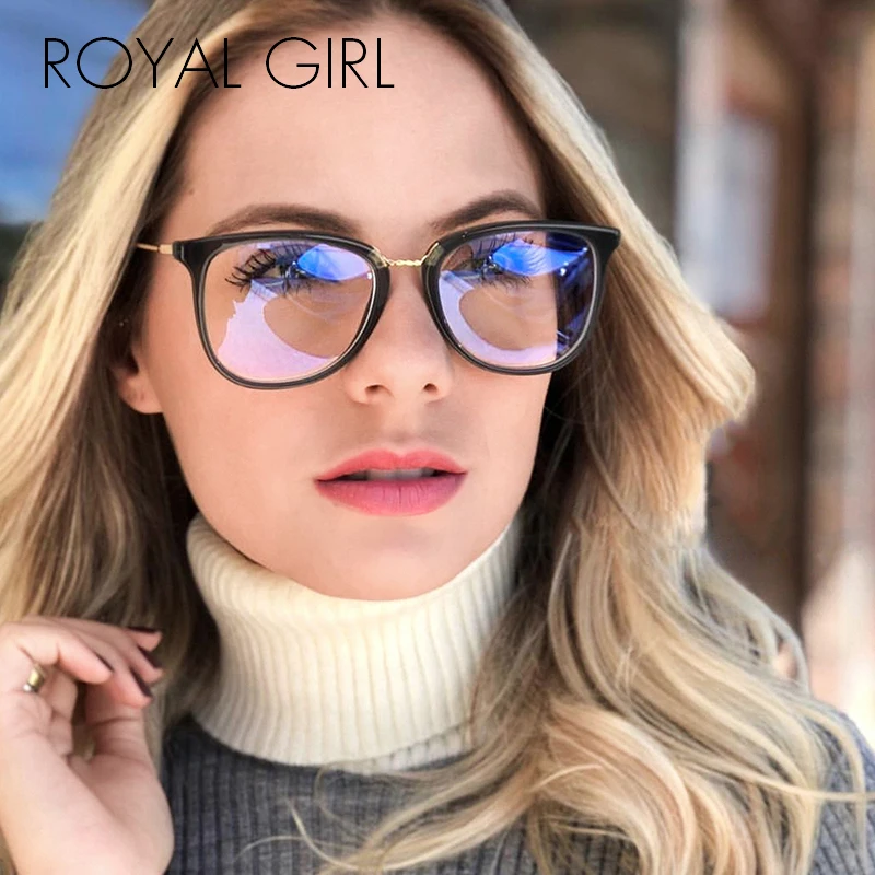 

ROYAL GIRL Fashion Square Glasses Frames Women Trending Styles Brand Computer Glasses Cat Eye Transparent Optical Glasses Ss718