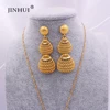 24K gold color wedding jewelry sets for women African/indian bridal party gifts necklace pendant earrings jewelery jewellery set ► Photo 3/6