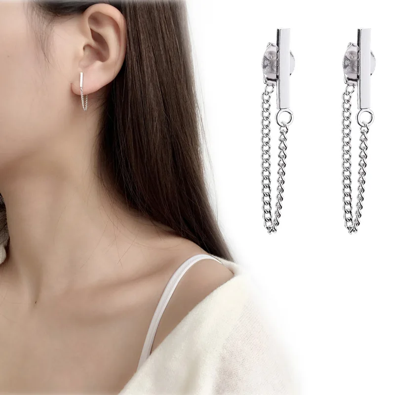 S925 Стерлинговое Серебро Zilveren Oorbellen Dames Ketting Oorbellen Persoonlijkheid Voortreffelijke Preventie Allergie Dames Mode-sieraden