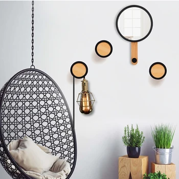 

Best 1Pcs Home Wall Hanging Mirror Hooks Coat Rack Wall Wooden Coat Hooks Home Living Room Practical Decorations Clothes Hook Ha