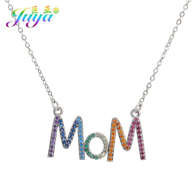 Juya Micro Pave Циркон мама имя буквы кулон ожерелье для дочери мамы год рождественский подарок Индивидуальные ювелирные изделия