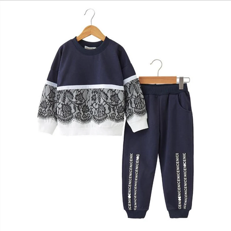 Модный комплект одежды из 2 предметов для девочек, Детский Повседневный Топ и штаны для девочек 3-7 лет, пулловер для принцессы