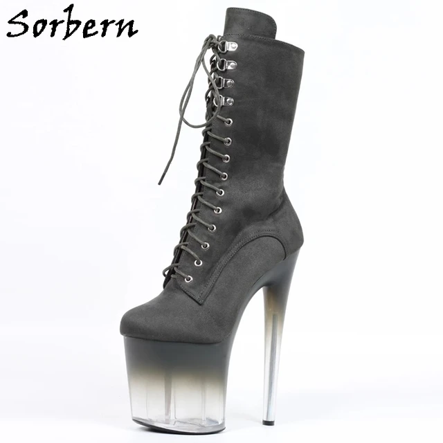 Sorbern Botas de caña baja para mujer, zapatos de tacón de Perspex  degradado, de 8 pulgadas, fetiche, para travestis, color negro|Botas a  media pantorrilla| - AliExpress
