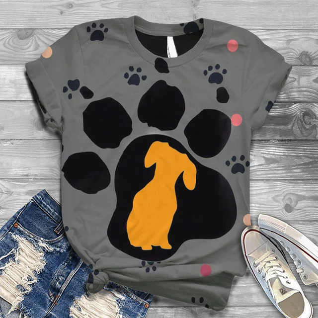 Oversized New Digital 3D Cute Dog Printed  Women T-Shirt O Neck Short Sleeve Graphic Tops Summer Harajuku TShirt A2021045-01