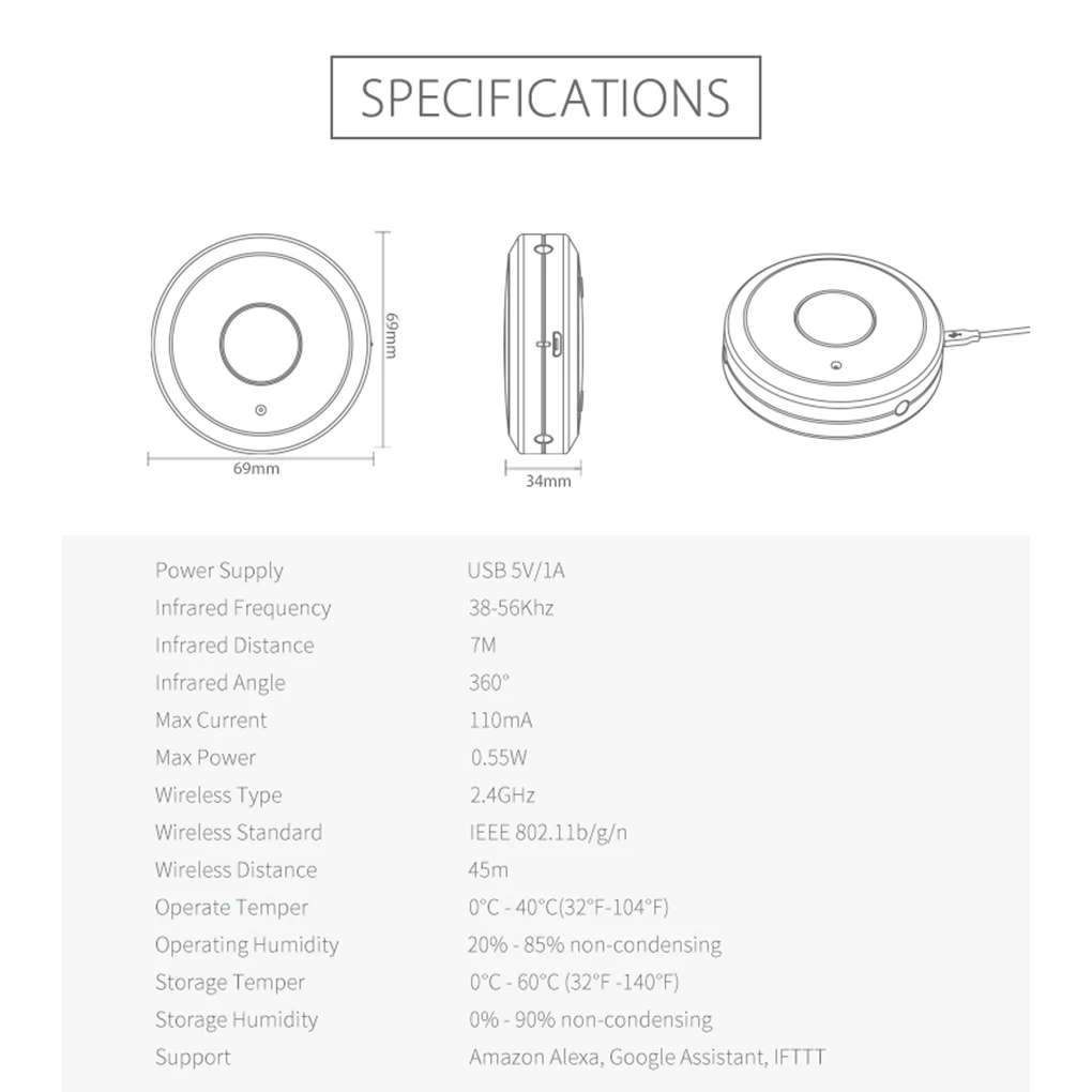 NEO COOLCAM NAS-IR03W WiFi ИК инфракрасный пульт ДУ универсальный пульт дистанционного управления для умного дома