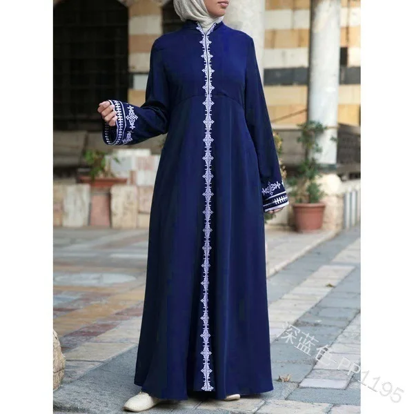 Элегантное мусульманское платье с вышивкой; вечернее платье; Vestidos; кардиган-кимоно; длинные халаты; Jubah; Ближний Восток; Eid Ramadan Islamic