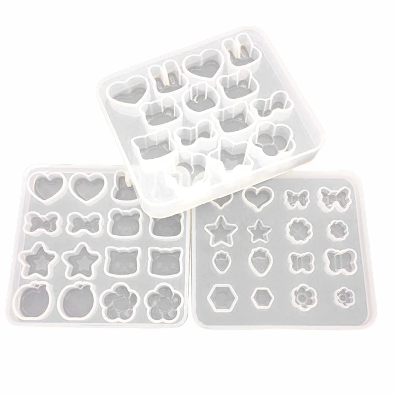 6Pcs Silicone Mold for Making Jewelry Accessories: 3Pcs Diamond Heart Shaped Jewelry Mold Handcraft Epoxy Tools& 3Pcs Diy Resin