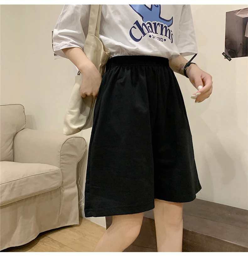trend informal common unfastened Large measurement straight stable elasticity jogger shorts Korean pure cotton grey black ladies shorts feminine 42 H965c8a606c8a450da65f3ee20b1a974ei