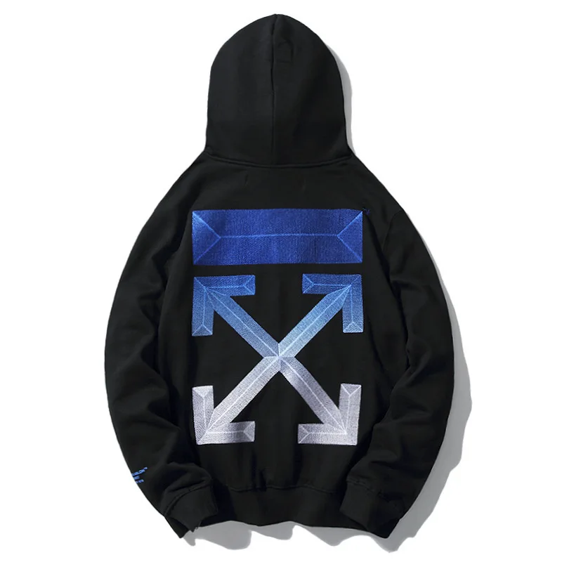 Высокое качество 19ss OFF-WHITE ограниченная градиентная вышивка стрелка печать толстовка с капюшоном