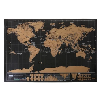 

Deluxe Wissen Zwart World Map krassen Wereldkaart Gepersonaliseerde Reizen Scratch voor Kaart Kamer Woondecoratie Muurstickers