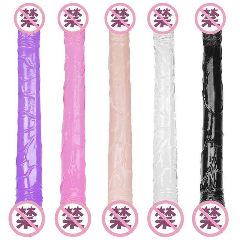 Мягкий желеобразный фаллоимитатор двойной длинный пенис для лесбиянок большой