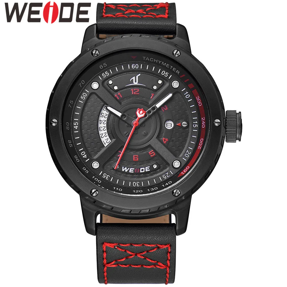 Часы WEIDE мужские повседневные из натуральной кожи кварцевые спортивные