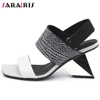 

SARAIRIS Mixed Color Back Strap Striped Style Strange Sandals Women Summer Sandals Ladies Shoes