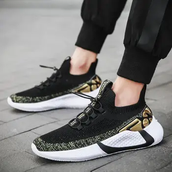 

Fly Weave Men Running Shoes 2020 New Summer Breathable Sock Sneakers 4D Print Ultralight Tracking Tennies Big 46 Chaussure Homme