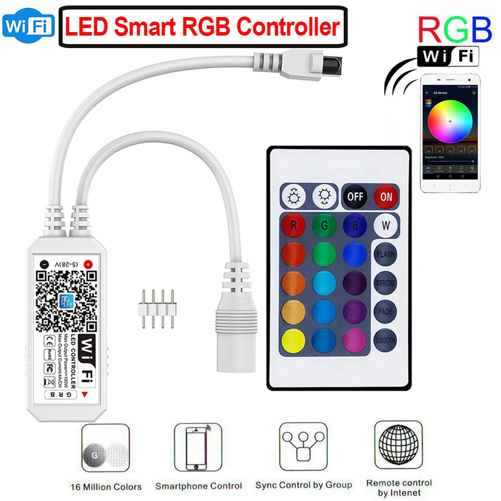 

Smart WiFi LED RGB Light Strip Music Controller Smart Light Switch Wireless Remote Control Breaker For Alexa Google Home D30