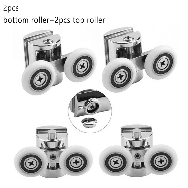 4pcs 23mm Shower Door Rollers Zinc Alloy Double Wheel Sliding Shower