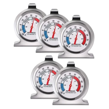 

5 Pack Refrigerator Thermometer -30-30°C/-20-80°F, Classic Fridge Thermometer Large Dial with Red Indicator Thermometer