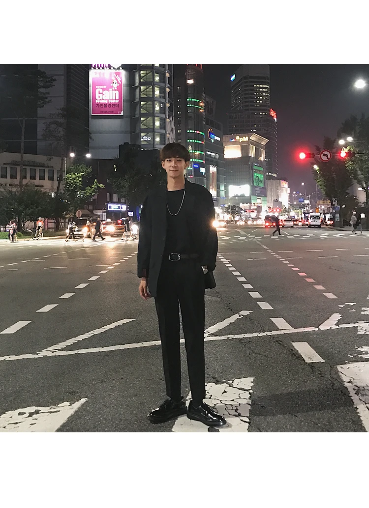European Autumn Men Blazer Black Oversized Blazer Masculino Casual Men Blazer hombre