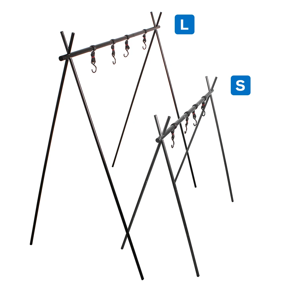 Panelas ao ar Organizador de Suspensão Acampamento com Ganchos Livre Pendurado Rack Triangular Pote Pan Suporte 8kg Carregando Peso Armazenamento 11 Panelas ao ar livre pendurado rack triangular