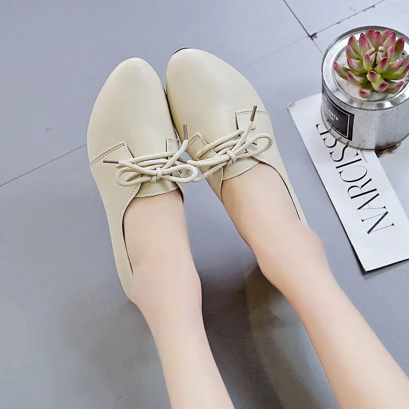 Women Casual Boat Shoes Ladies Lace Up Ballet Flats Comfy Soft Zapatos Mujer Walking Footwear 2021 Autumn Mother New Loafers
