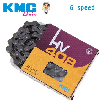 

KMC HV408 6 Speed Bicycle Chain Bike Chain for MTB/Road Bike fo SRAM 116L /Chain Bike Silver Grey