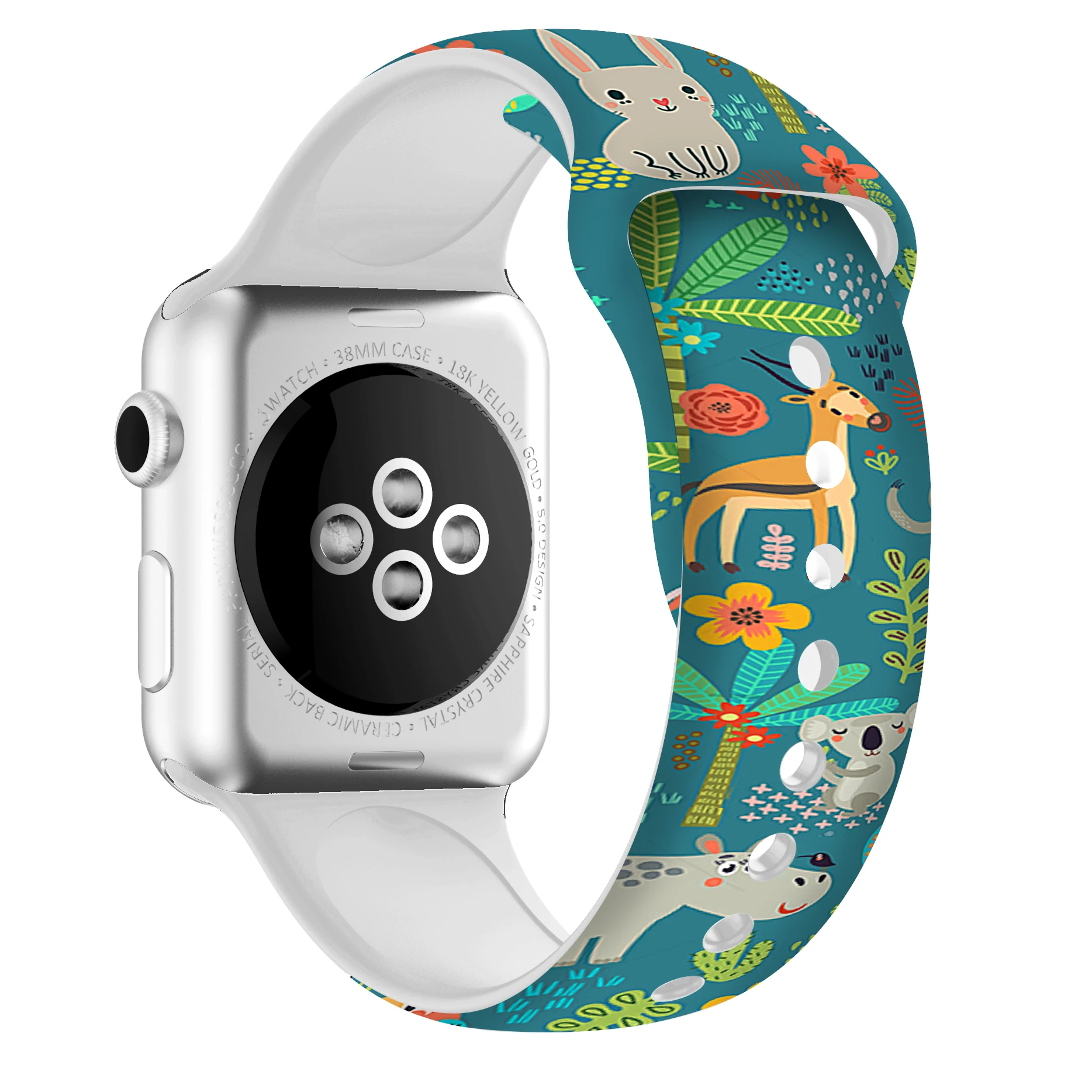 40mm 44mm Silicone Christmas Band For Apple watch 5 4 3 2 1 Bands Floral Printed Strap for iWatch Series 5 4 3 2 38mm 42mm Gifts