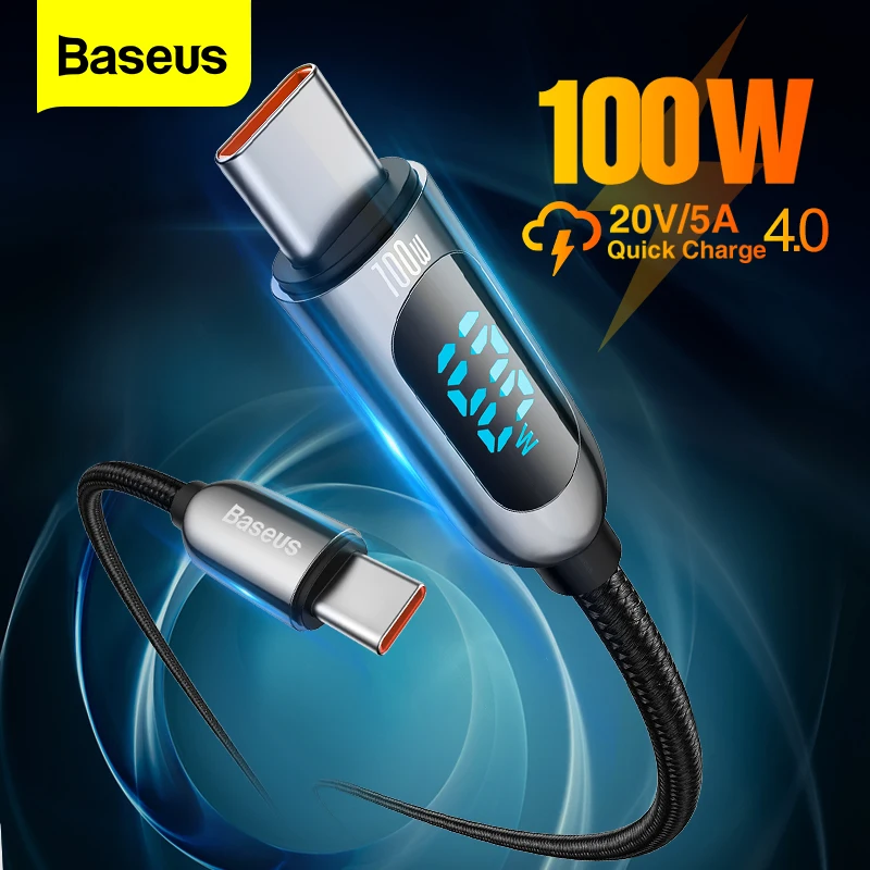 Baseus PD 100W USB Type C to USB C Cable Fast Charging Data Cable 5A Quick Charge 4.0 QC 3.0 For Xiaomi Huawei Samsung MacBook