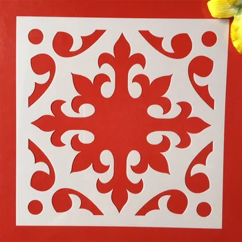 

New 8*8inch Flower Square Background DIY Layering Stencils Painting Scrapbook Coloring Embossing Album Decorative Card Template