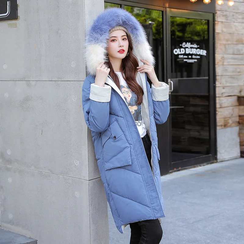 

2019 Winter New Style Korean-style Cotton Coat Mid-length Loose And Plus-sized Cotton-padded Clothes Fashion Students Large Fur