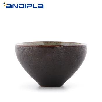 

50 ml Japanese Style Vintage Coarse Pottery Teacup Ceramic Kung Fu Tea Set Heat Resistant Small Tea Bowl Sake Cup Drinkware Gift
