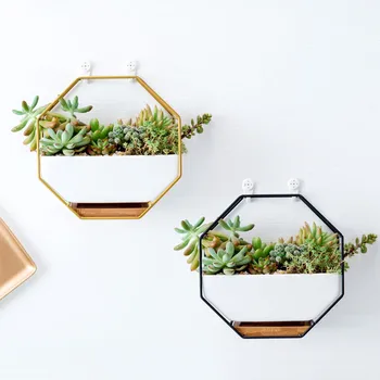 

Nordic Geometry Wall-Hanging Vase Creative Metal Multi-function Porcelain Display Flower Pot Home Desktop Decoration Ornaments