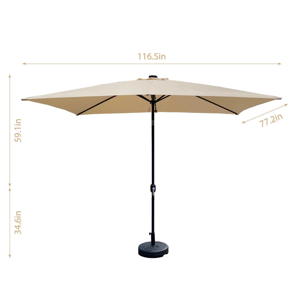 

Two Colors Outdoor Patio Umbrella 10 Ft x 6.5 Ft Rectangular with Crank Weather Resistant UV Protection Water Repellent