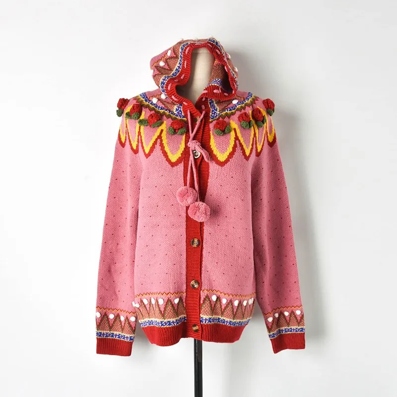 Lovely Flower Sweater Knitted Long Sleeve Hooded Girl's Christmas Sweet Pullovers Autumn Winter Sweater Fashion Dropshipping Lovely Flower Sweater Knitted Long Sleeve Hooded Girl's Christmas Sweet Pullovers Autumn Winter Sweater Fashion Dropshipping