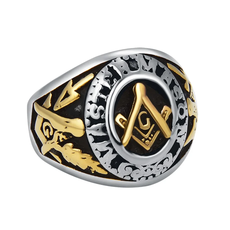 Черное покрытое кольцо масоны для колледжа, масонские кольца для мужчин, обручальное кольцо из нержавеющей стали, ювелирные изделия, рождественское кольцо