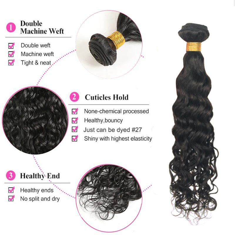 Water Wave Human Hair Bundles SOKU 8-30 Inch Brazilian Hair Weave Bundles 1 PC Natural Color Human Hair Extensions Non-Remy Hair