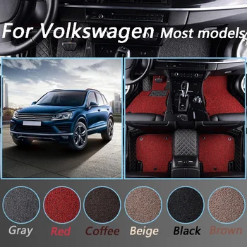 

Double layer Car Floor Mats For Volkswagen VW Magotan Golf Passat Jetta Touran Touareg Phaeton EOS Polo Waterproof Custom Made